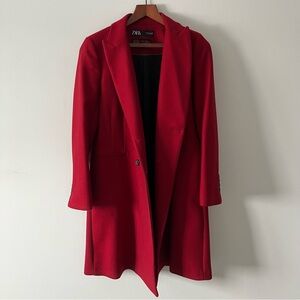 Zara Women's Red Buttoned Coat